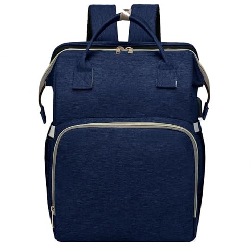 WXJHNYBS Baby Wickelrucksack, Wickelrucksack Mit Bettfunktion Stroller Bag Mit Isoliertasche Baby Tasche Unterwegs Neu Geboren,NavyBlue