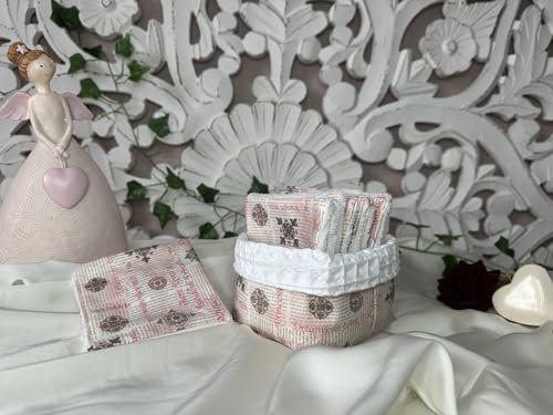 Ensemble de 10 Lingettes Démaquillantes Réutilisables avec Panière, Coton et Éponge, 10,5 x 10,5 cm