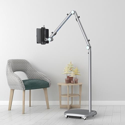 TRUNXUCL Atril Tablet Ajustable, Soporte Libro Electrónico con Mando, Teléfono Stand con Base Resistente y Ruedas(Purple)