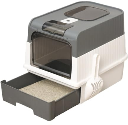 Katzen-Mülleimer – hohe Rücklaufbox mit Deckel, Geruchskontrolle, faltbar, leicht, Schaufel, vollständig umrandeter Müll, gesiebt, während tragbares Reisezubehör