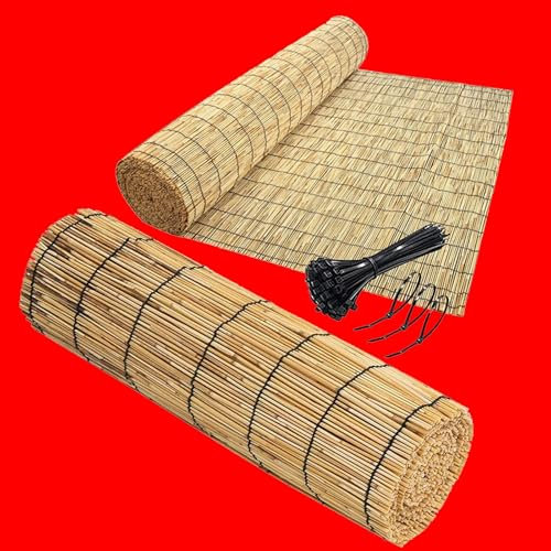 Rotoli di recinzione naturale intrecciati a mano per balcone/patio, tenda parasole impermeabile decorativa per la casa 6-5 piedi di altezza 2 x 100 cm per esterni giardino privacy