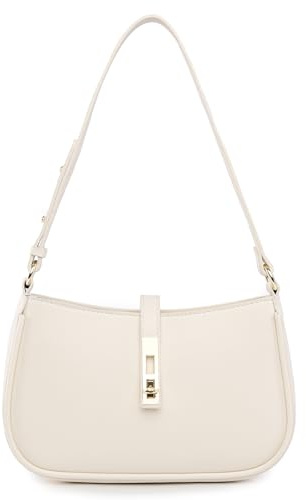 Travistar handväska dam liten elegant axelväska dam PU-läder hoboväska Y2k väska sadelväska aesthetic kvällsväska clutch med dragkedja cool axelväska för tonårsflickor, Beige