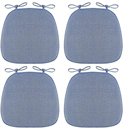 Mozzeilee Stuhlkissen mit rutschfesten Bändern, Stuhlkissen, Sitzpolster für Küche, Esszimmer, Büro, Terrasse, Garten, Hof, Stuhlmatte mit Reißverschluss, Blau, 4 Stück