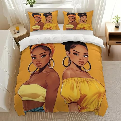 Qnfosnk Yellow Fashion Duo Bedding Comforter Sets Bedding Set 3 Pieces (1 Duvet Cover 2 Pillowcases) with Zipper Closure Lightweight