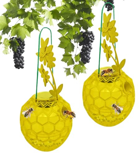 Genérico Wespenfalle | 2 Stück Solarfalle für Bienen, Schreiner, Outdoor, Fliegenkontrolle für Picknick, Terrasse, Garten, Balkon, Camping, Garage, Pool, Hof