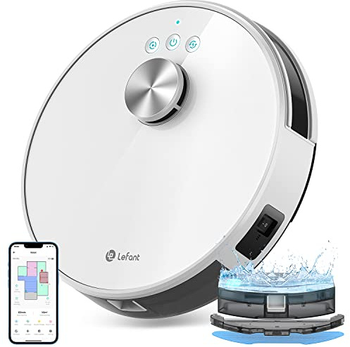 Lefant M1 Robot Aspirador, dToF Navegación Láser, 5500pa Succión, Automática 150min, Modo Limpieza En Zigzag, Aspiradora Que Friega y Aspira Control App Comando Voz