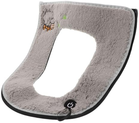 WOONEKY Cojín de Asiento de Inodoro Funda Cálida de Felpa Gruesa con Cremallera y Asa Ergonómica para Baño en Invierno, Adecuado para Personas Mayores y Uso Doméstico