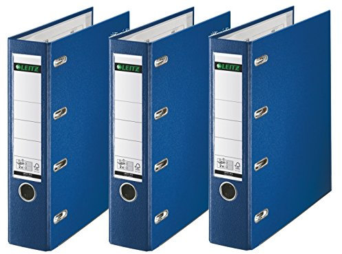 Leitz DoppelOrdner PP Plastik, mit zwei Präzisionsmechaniken (Doppelordner | 3er Pack, blau)