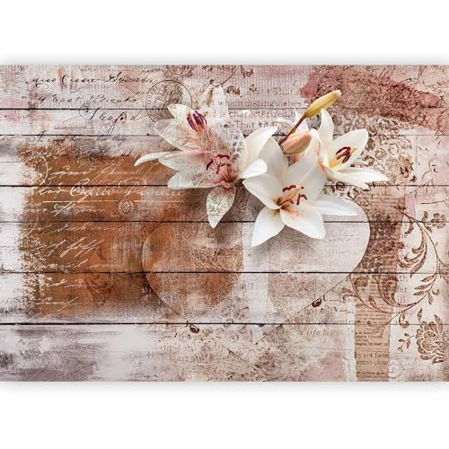 murando Fotomurales Vintage 350x256 cm XXL Papel pintado tejido no tejido Decoración de Pared decorativos Murales moderna de Diseno Fotográfico Flores Lirio Madera f-a-0616-a-a