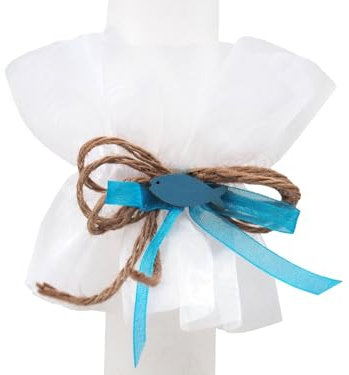 ZauberDeko Kerzenrock Kommunion Kerze Kerzenring Kommunionkerze Petrol Weiß Isaak