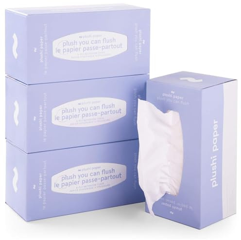 Plushi Paper Septic Safe Toilettenpapier, röhrenfrei, 4-lagig, weiches Toilettenpapier, Wohnmobil, unverzichtbar und von Müttern zugelassen, für Reiseanhänger, Camper, Marine, biologisch abbaubar, 4