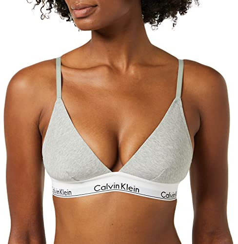 Calvin Klein Women Triangle Unlined Cup Bra Unpadded, Grey (Grey Heather), XS