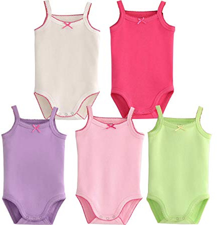 Unisex-Jumpsuit für Baby, Ärmellos, Baumwolle, Babybody, 4er Pack, Strick-Body für Kleinkinder Gr. 86, 5 Stück (Floral)