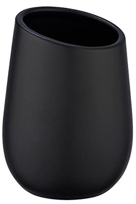 WENKO Zahnputzbecher Badi Schwarz, 11 x 8 x 8 cm