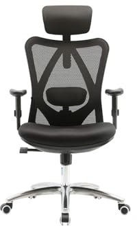 Angel Bürostuhl ergonomisch | Schreibtischstuhl hat verstellbare Lordosenstütze & Kopf- und Armlehne | Office Chair mit Höhenverstellung und Wippfunktion | Bürostuhl 150 kg belastbar