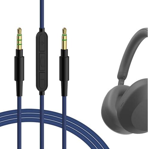 Geekria Cable de audio con micrófono compatible con SonyWH-1000XM5 WH-1000XM4 WH-1000XM3 WH-1000XM2Cable estéreo de repuesto auxiliar de 3,5mm con micrófono en línea y control de volumen(4 pies/1,2 m)