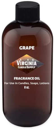 Virginia Candle Supply Grape Fragrance Oil (8 oz Bottle) for Candle Making, Soap Making, Room Sprays, Lotions, Car Fresheners, Slime, Bath Bombs, Warmers