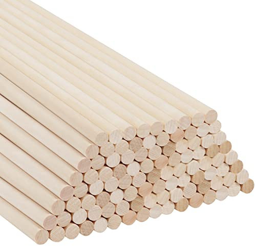 Belle Vous Natural Round Wood Dowel Rods (100 Pack) - 30cm / 12 Inches - Extra Long Unfinished 8mm Wooden Craft Sticks - Dowels for Woodcraft, Art Projects, Decorations & DIY Crafts