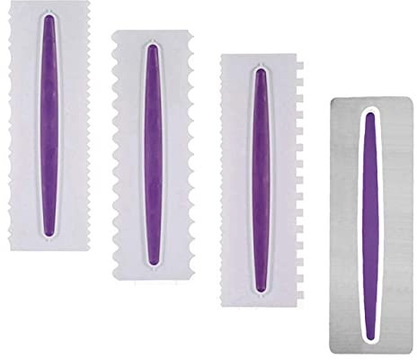 Cisixin 4pcs Espátulas de Fondant Buttercream, Bordes de Tartas, Rascador de Crema, Herramienta de Bricolaje, Herramienta para Repostería