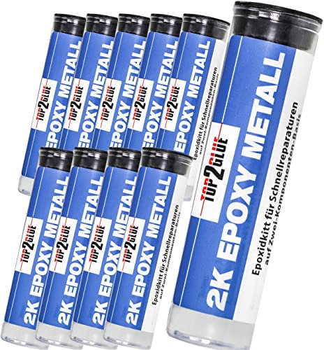 Top2Glue 2K Epoxid Kitt für Schnellreparaturen - Kaltmetall - Powerknete - Reparaturknete - Epoxidharz Knete - zwei Komponentenkleber extra stark - Auspuff Reparaturset (10)
