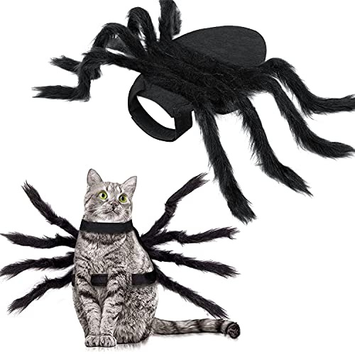 YACA Costume da ragno per cane gatto, animale domestico di piccola taglia Decorazioni di Halloween, Spider Decor, Costumi Cosplay Regolabili Nero
