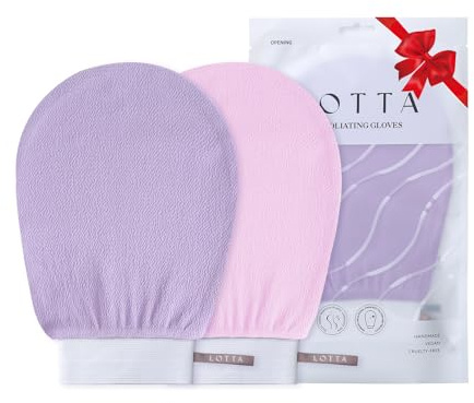 LOTTA Exfoliating Gloves 2Pcs Deep Exfoliation Mitt of 150D Shower Body Scrub Exfoliant Scrubber Glove Skin for Cleanse Dead or Dry Skin 100% Viscose Fiber Suitable for Men and Women