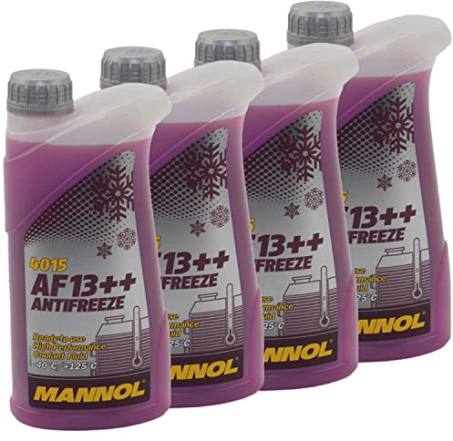 Kühlerfrostschutz MANNOL AF13++ Antifreeze 4 X 1 Liter Fertiggemisch -40°C rot