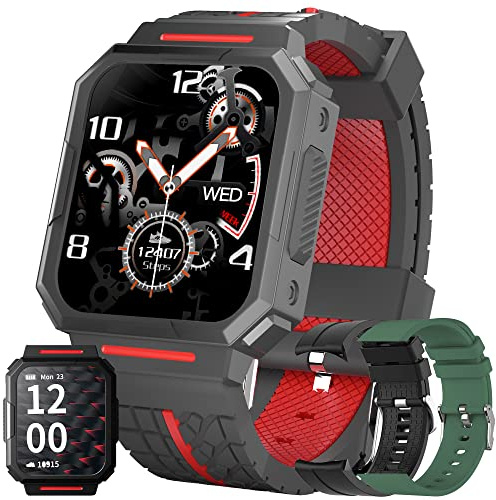 Smartwatch Uomo Orologio Contapassi da Polso Contapassi Cardiofrequenzimetro Pressione Sanguigna SpO2, Monitoraggio del Sonno, Notifiche Messaggi, Tracker Fitness per Android iOS