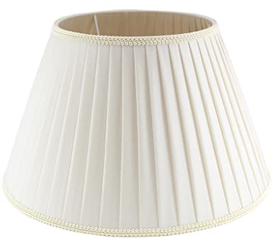 Paralume Cono per lampada in tessuto Plissettato Pongè Avorio con Passamaneria 9 - Artigianale, autentico Made in Italy (D.30 x D.Sup.17 H.19 cm - ATTACCO E27)