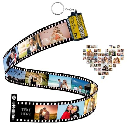 Personalisierter Fotofilm-Schlüsselanhänger, Benutzerdefiniertes Spotify Foto, Filmrolle schlüsselanhänger, Foto-Rollen-Schlüsselbund, Personalisiertes Geschenk für Dame Mutter Mann Familie, 10 Fotos