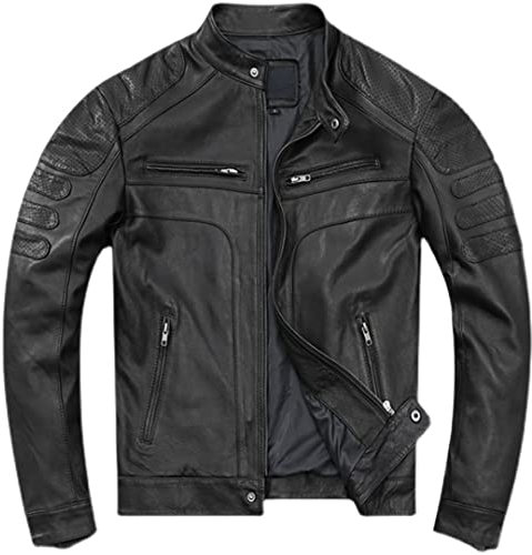 Echtleder Kleidung Herren Schaffell Motorradjacke Slim Mesh Frühling und Herbst Dünne Jacke Solid Leder Stehkragen Mantel Gebräuntes Schaffell Größe 2XL 73-78kg