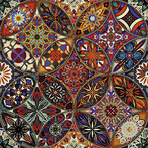 HEKO PANELS Stoff Oxford wasserdicht, Mandala, 3 Meter 155 x 300 cm | Dekostoffe zum Nähen und Handwerken, blickdichte Möbelstoffe, Nähstoffe DIY, als Meterware erhältlich