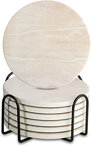 Burncalue Untersetz, Untersetzer Set of 6, Absorbierenden Untersetz Fur Arten Von GeträNken, Marmormuster, 4 Inches