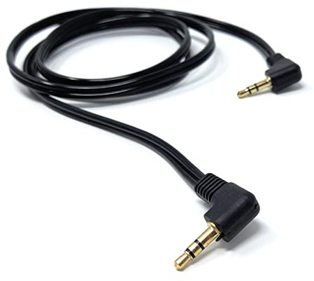 DRUT 1m, 3.5mm Dual Right Angle 90'' Male to Male Jack to Jack Stereo | Audio Cable Lead Gold Plated Ends (3.3ft)