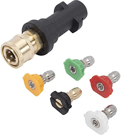 KASturbo Adaptateur de nettoyeur haute pression 6,35 mm Raccord femelle à connexion rapide pour Karcher K2 K3 K4 K5 K6 K7 avec 5 embouts de buse d'alimentation à plusieurs degrés