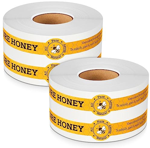 Lincia 1000 Pcs Honey Labels 1 x 9 Inches Safe Secure Tamper Evident Seals Stickers Pure Honey Tamper Proof Stickers for Bottle Lid Coffee Milk Honey Jars Drink Food Delivery Freshness
