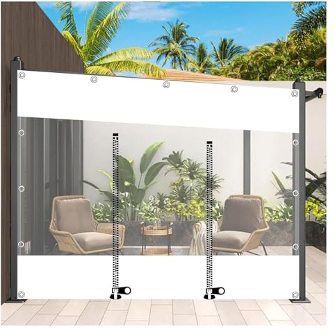 WZYJLyds wasserdichte Transparente Planen Seitenteil für Pavillons, Durchsichtige Planenvorhänge mit Reißverschlüssen, Trennvorhänge Aus PVC Abdeckplanen mit Ösen, Wetterfest/Staubdicht