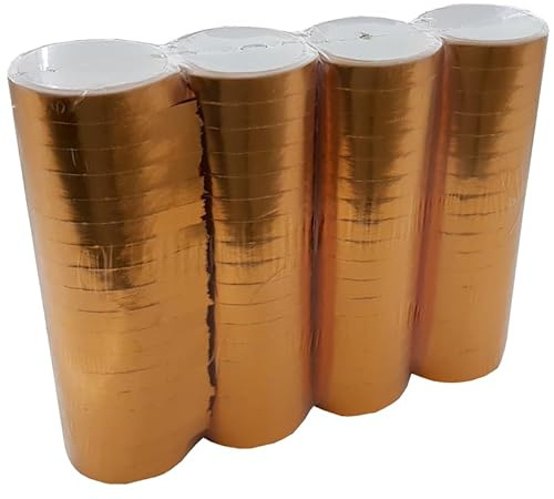 Nico Europe® Luftschlangen aus Papier, Gold Metallic, 12er Set zum Pusten | je 18 Abrisse pro Rolle, Partydeko, Karneval, Fasching, Geburtstag, Jubiläum, für drinnen & draußen