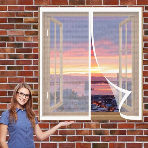 Aimantée Anti Moustique 40 x 70 cm Sans Perçage Installation Simple Moustiquaire de Porte Aimantée Anti Insecte,Antimoustique pour Tout Type de Fenêtre, Blanc