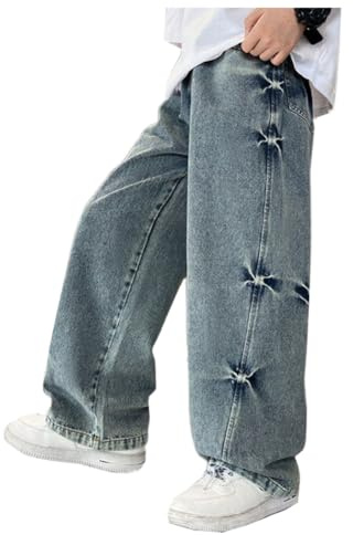 Siehin Jungen Jeanshose Kinder Baggy Jeans Cargohose Relaxed Denimhose mit Elastischem Bund