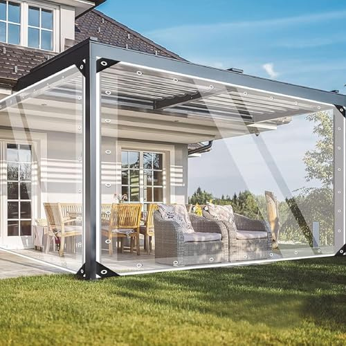 Telo Impermeabile Esterno 2Mx4M-420g/M² Telone con Occhielli Rinforzati,Teloni PVC Trasparente Protettivo Multiuso Resistente UV Antistrappo per Barche Legno Piscina Mobili da Giardino Auto