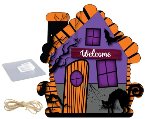 SEWACC Willkommensschild Aus Holz Für Halloween Rustikales Türschild Hängende Wanddekoration Für Außenbereich Langlebig Und Wetterfest Für Zuhause Garten Und Feste