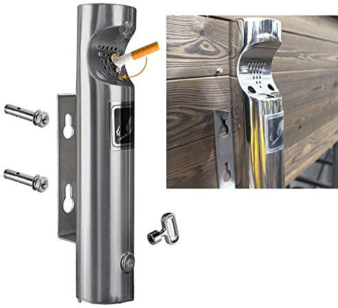 SSLW Wandaschenbecher aus Edelstahl für den Außenbereich, Zigarettenaschensäule, winddichter Aschenbecher aus Metall für Büros, Bars, Cafés, Hotels, Restaurants, Partys
