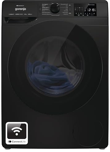 Gorenje WPNEI94A1DTSB Waschmaschine mit Dampffunktion/ConnectLife / 9Kg / 1400 U/min / 15 Programme/Totaler AquaStop/Wave Active Trommel/ExtraHygiene/PowerWash/Schnell Waschgang/EEK: A-10%