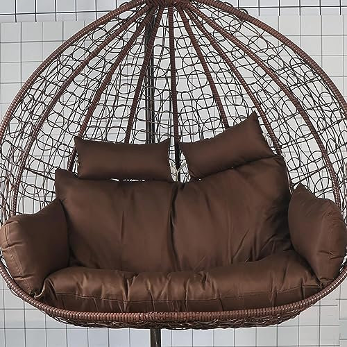 Hollywoodschaukel für 2 Personen, Rattan-Eierstuhl, verdickt und waschbar, elegantes rundes Design