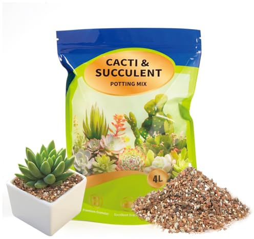 GOTVUGE Succulent & Cactus Soil Potting Mix, Chunky Dirt with Fast Draining Fits for Bonsai, Terrarium and Houseplant (4L)