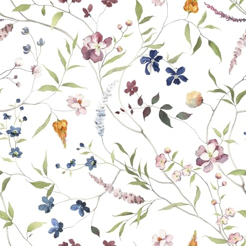 ANHUIB Papier peint autocollant motif plantes - 44 x 300 cm - Papier peint floral pour armoire, papier peint photo, autocollant, décoration de salon, imperméable, film adhésif pour meubles - Film