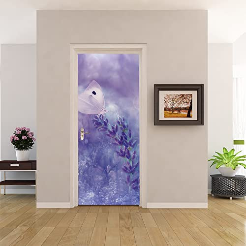 3D Türtapete Türaufkleber Selbstklebend 80x200 Türfolie Poster Fototapete Türbilder Türtattoos Wasserdichte Tür Stickers für Kinderzimmer Wohnzimmer Badezimmer Schmetterling