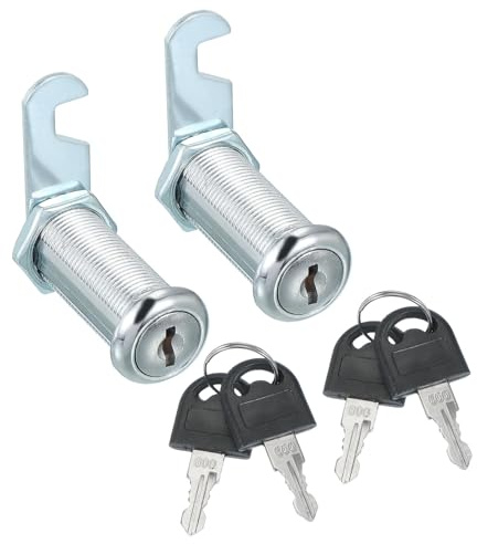 sourcing map Cerradura de leva de gabinete de 1-1/2 pulgadas con llave, cerradura de repuesto de cilindro tubular de repuesto para caja de herramientas para cajón de RV, carrito de almacenamiento,