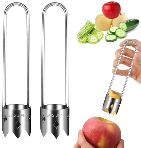 Maxqzin 2 Stück Apfelentkerner, Apfelausstecher 16cm Edelstahl Chilisamenentferner, Apfelentkerner, Apfelausstecher für Küche und Picknick